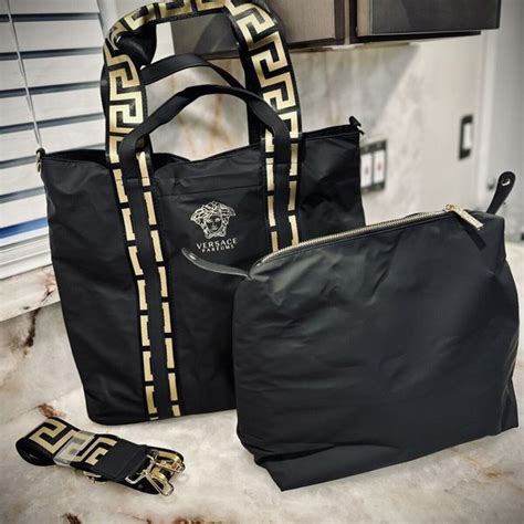 versace parfums gold bag|Versace parfums black tote bag.